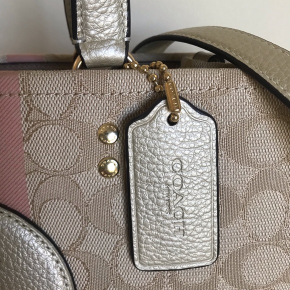 Coach Dempsey Carryall Tote Crossbody Purse with Stripe and Coach Patch - Picture 7 of 16